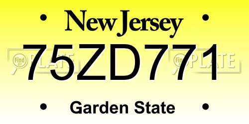 75ZD771 New Jersey License Plate