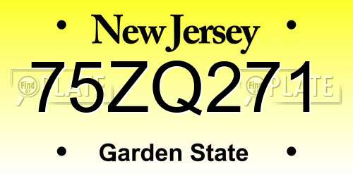 75ZQ271 New Jersey License Plate