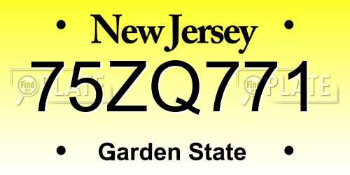 75ZQ771 New Jersey License Plate