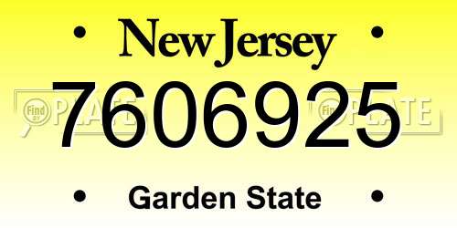 7606925 New Jersey License Plate