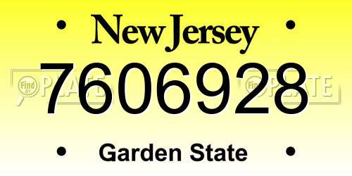 7606928 New Jersey License Plate