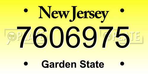 7606975 New Jersey License Plate
