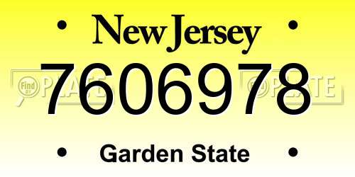 7606978 New Jersey License Plate