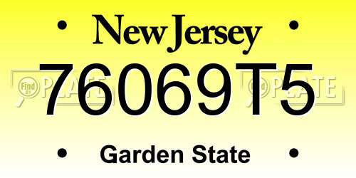 76069T5 New Jersey License Plate