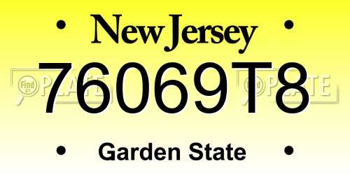 76069T8 New Jersey License Plate