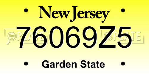 76069Z5 New Jersey License Plate