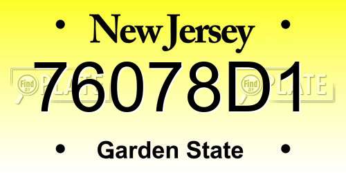 76078D1 New Jersey License Plate
