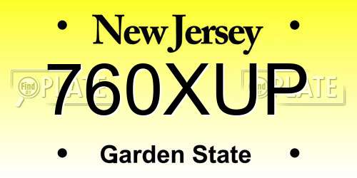 760XUP New Jersey License Plate