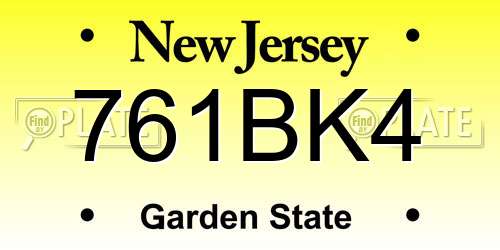 761BK4 New Jersey License Plate
