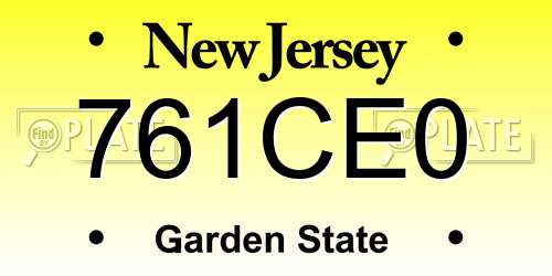 761CE0 New Jersey License Plate