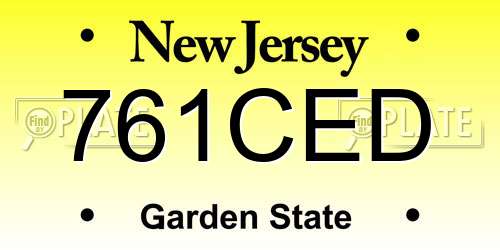 761CED New Jersey License Plate