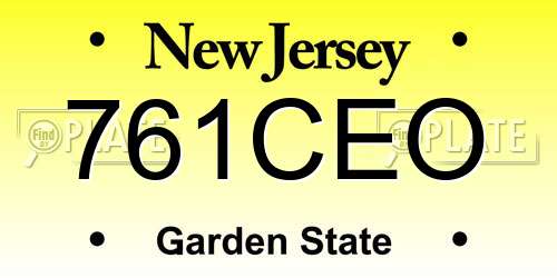 761CEO New Jersey License Plate