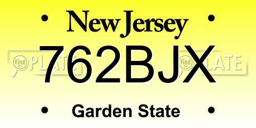 762BJX New Jersey License Plate