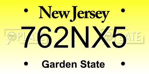762NX5 New Jersey License Plate