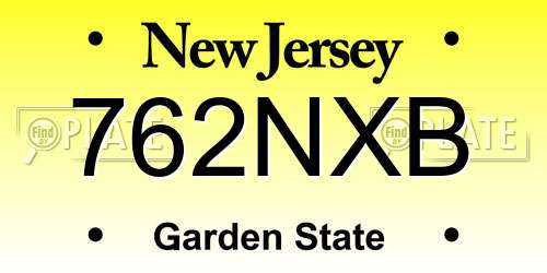 762NXB New Jersey License Plate