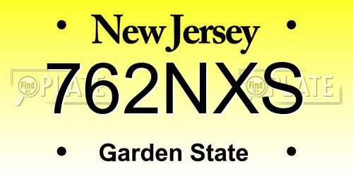 762NXS New Jersey License Plate