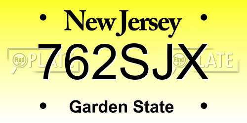 762SJX New Jersey License Plate