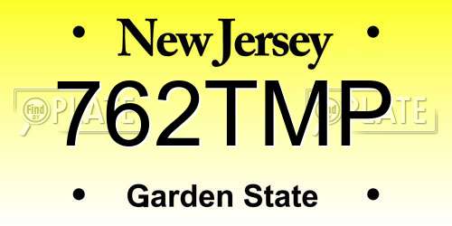 762TMP New Jersey License Plate