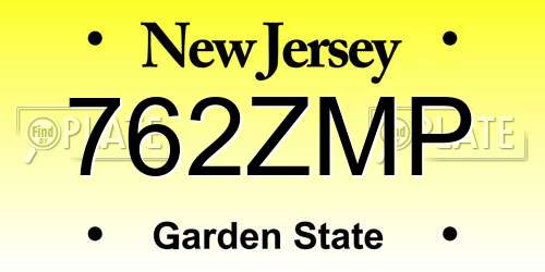762ZMP New Jersey License Plate