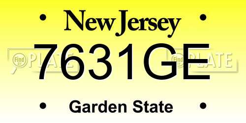 7631GE New Jersey License Plate