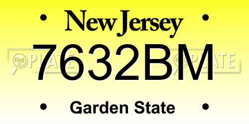 7632BM New Jersey License Plate