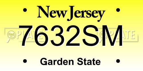 7632SM New Jersey License Plate