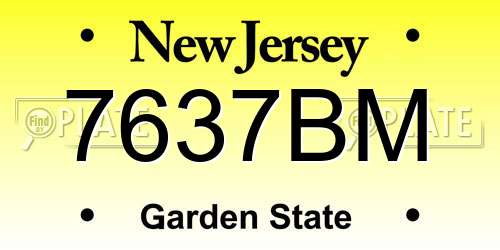 7637BM New Jersey License Plate