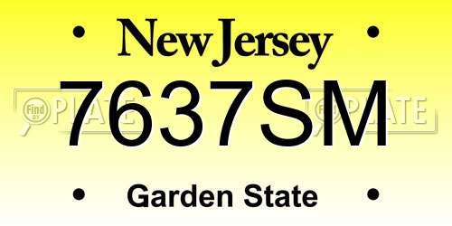 7637SM New Jersey License Plate