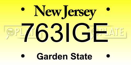 763IGE New Jersey License Plate