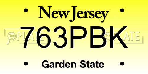 763PBK New Jersey License Plate