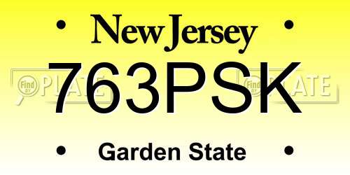 763PSK New Jersey License Plate