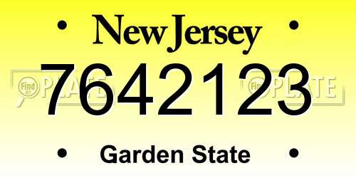 7642123 New Jersey License Plate