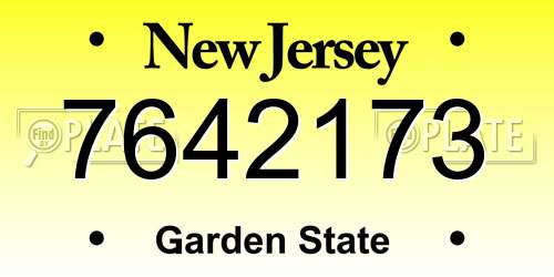 7642173 New Jersey License Plate