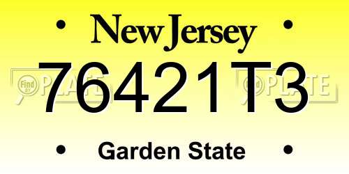 76421T3 New Jersey License Plate