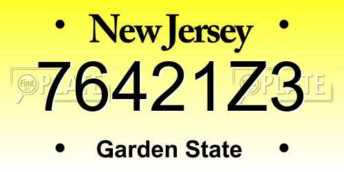 76421Z3 New Jersey License Plate