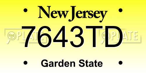 7643TD New Jersey License Plate