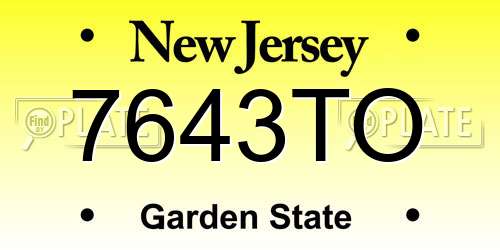 7643TO New Jersey License Plate