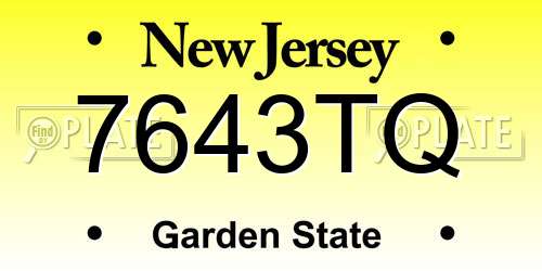 7643TQ New Jersey License Plate