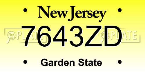 7643ZD New Jersey License Plate