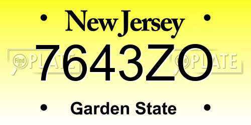 7643ZO New Jersey License Plate