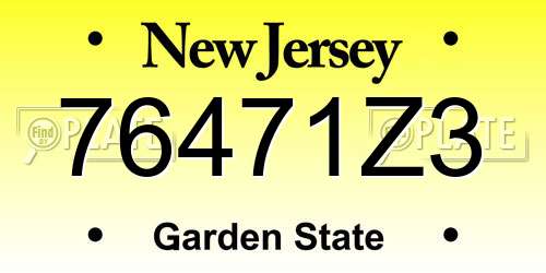 76471Z3 New Jersey License Plate
