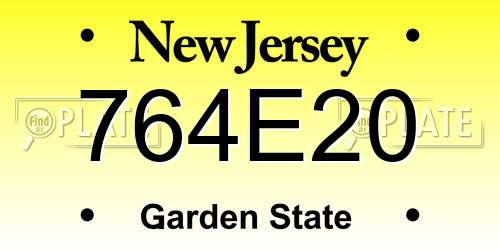 764E20 New Jersey License Plate