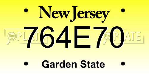 764E70 New Jersey License Plate