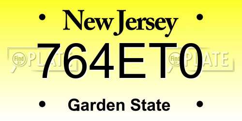 764ET0 New Jersey License Plate