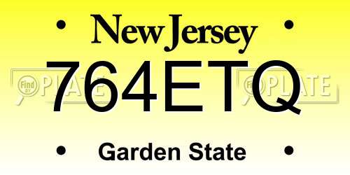 764ETQ New Jersey License Plate