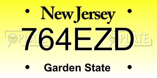 764EZD New Jersey License Plate