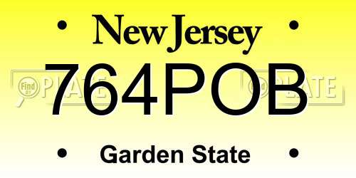 764POB New Jersey License Plate