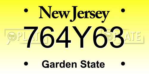 764Y63 New Jersey License Plate