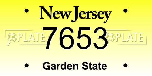 7653 New Jersey License Plate