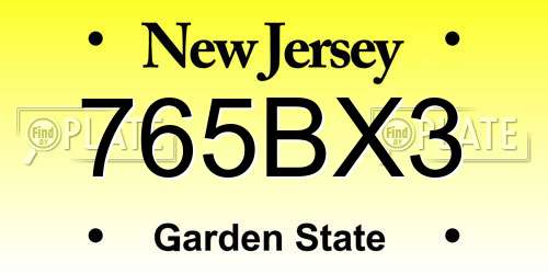 765BX3 New Jersey License Plate
